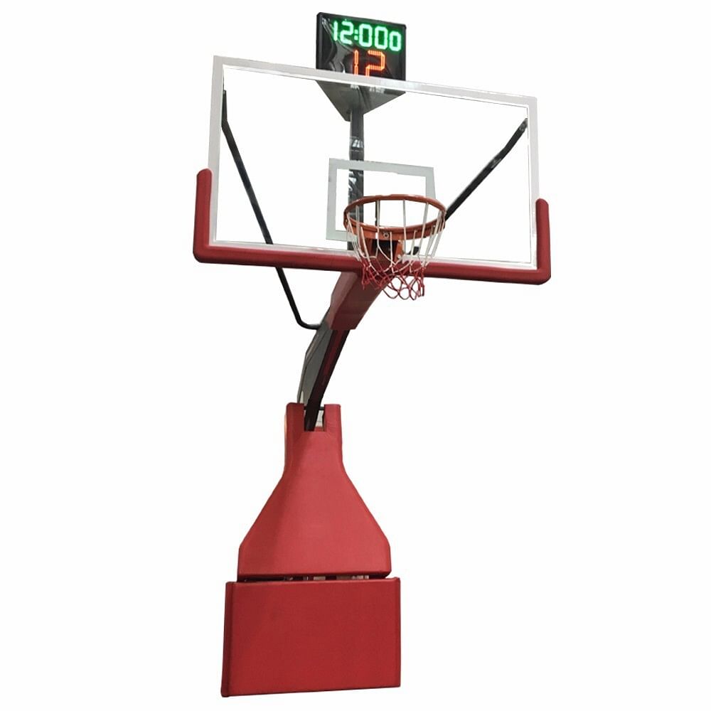 Red Electro Hydraulic Basketball Stand, For Stadium