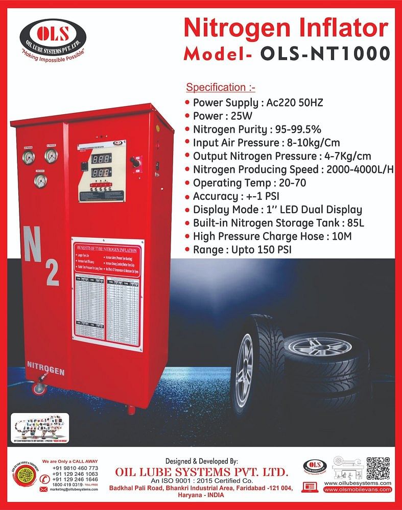 Red Nitrogen Tyre Inflator Machine, +- 1psi