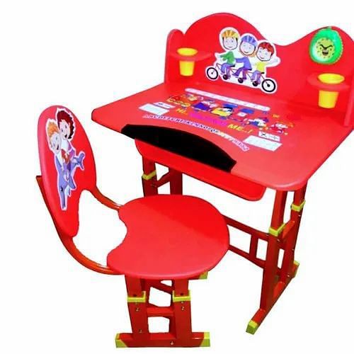 Red Plastic Kids Table Chair, For Home