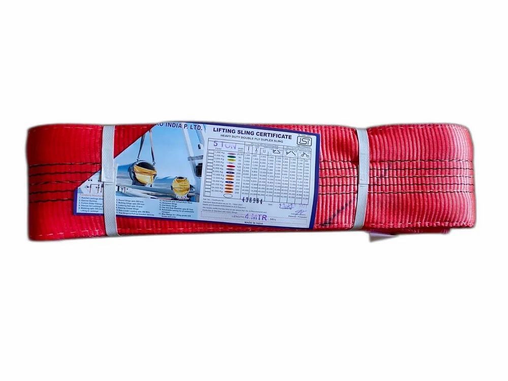 Red Polyester Heavy Duty Double Ply Duplex Sling, For Loading