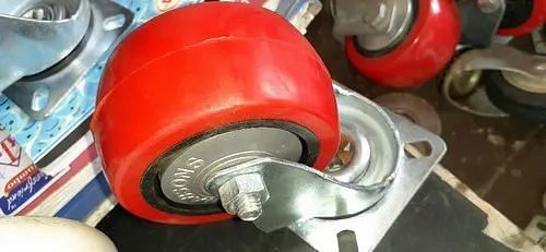 Red Rubber 4 Inch PU Caster Wheel