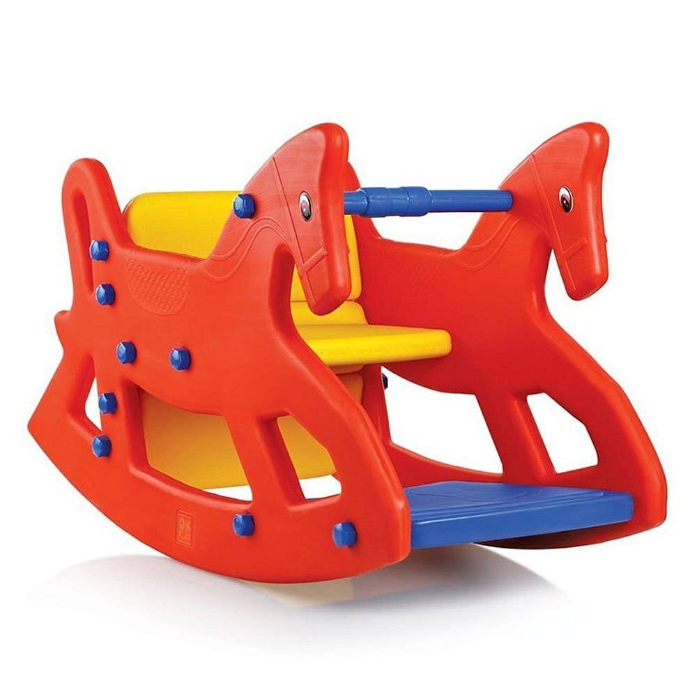 Red,Yellow and Blue Plastic Rocking Horse