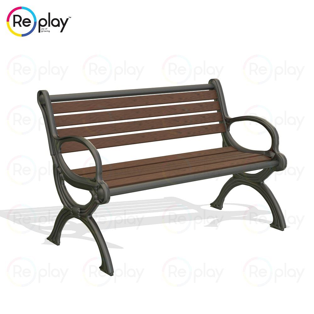 Replay Modern Royal FRP Strip Cast Iron Bench, With Backrest, Size: 5 X 2 X 2.6 Ft