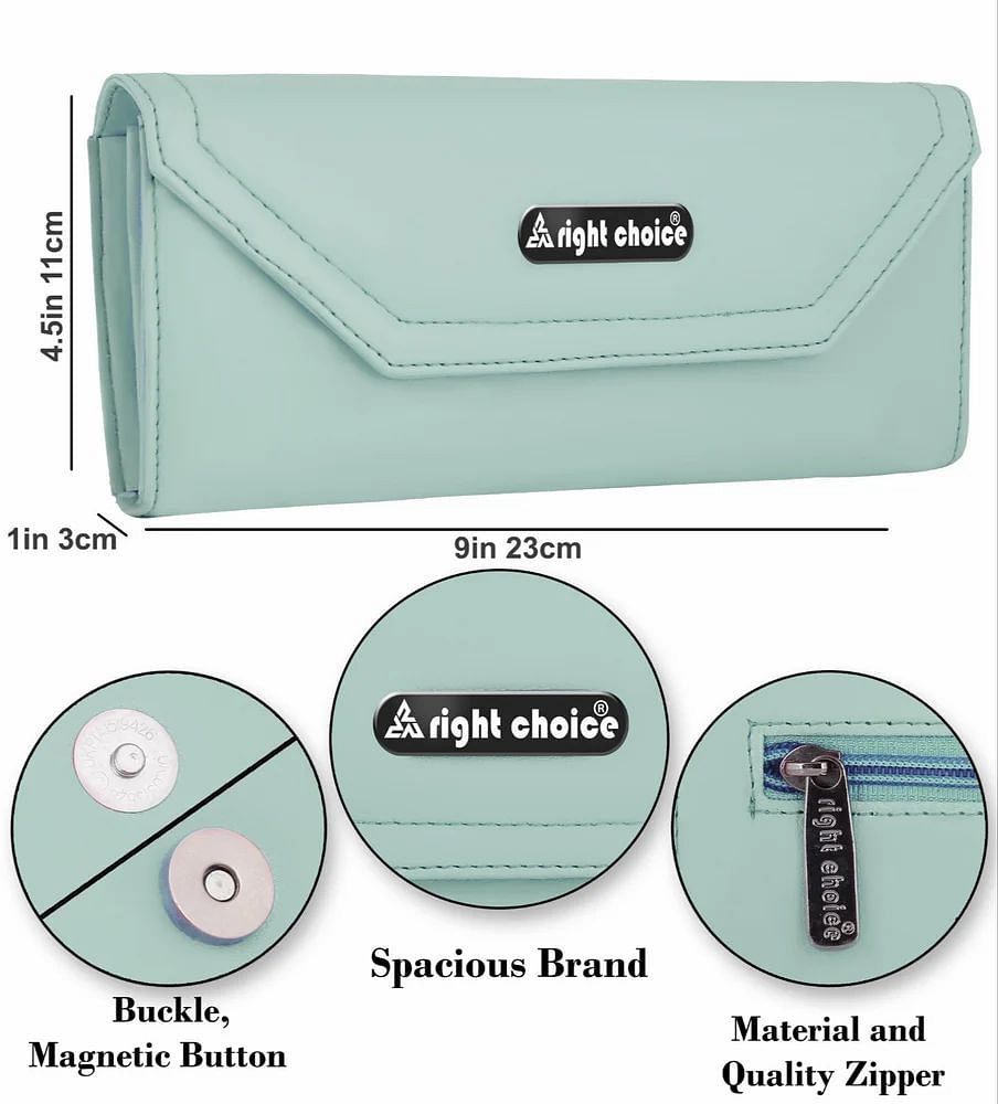 Rexine Sea Green Leather Ladies Clutch Purse