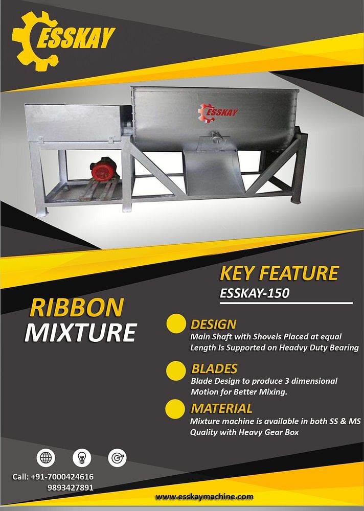 Ribbon Blender Detergent Powder Mixer M/S, Capacity: 100-500kg, Model Number/Name: Esskay