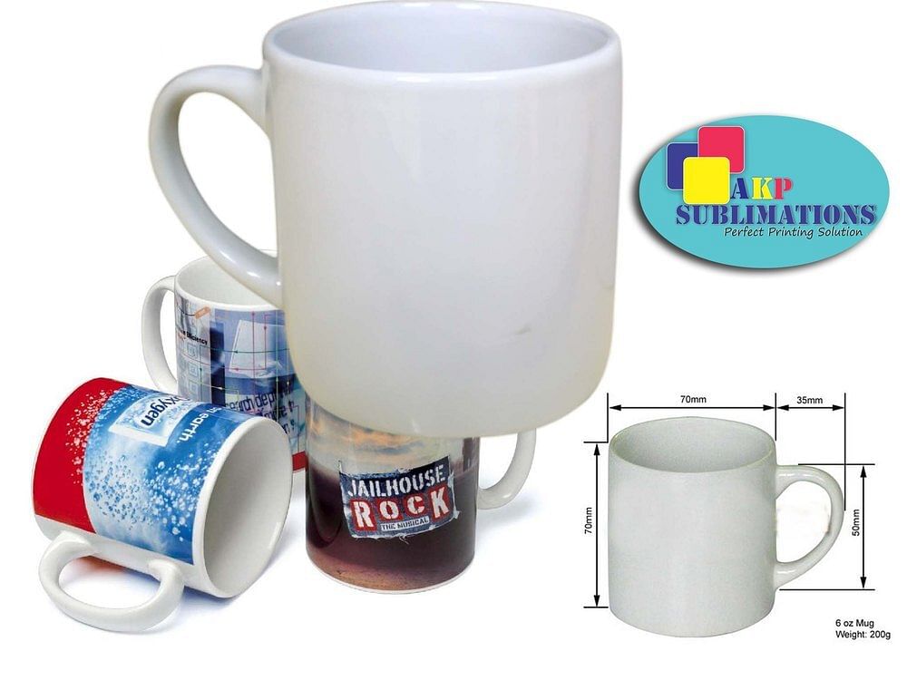 Round Ceramic Sublimation White Mugs, for Home,Office, Size: 11oz