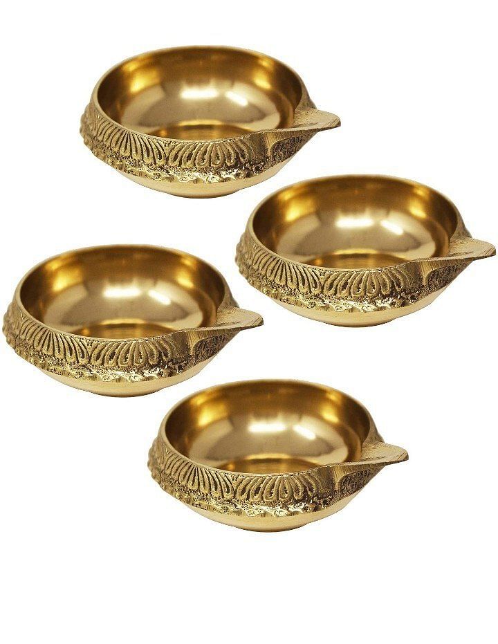 Round Festivals Brass Diwali Kuber Diya, Size: 6.5 X 5.5 X 2.5 cm