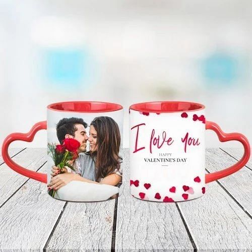 Round Sublimation Heart Handle 11oz White Mug, Material: Ceramic, Capacity: 325ML