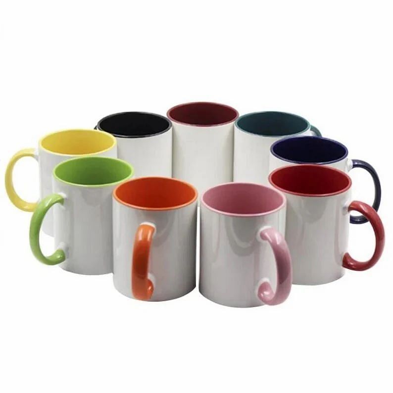 Round Sublimation Inside Handle Color 11oz White Mug, Material: Ceramic, Capacity: 325ML