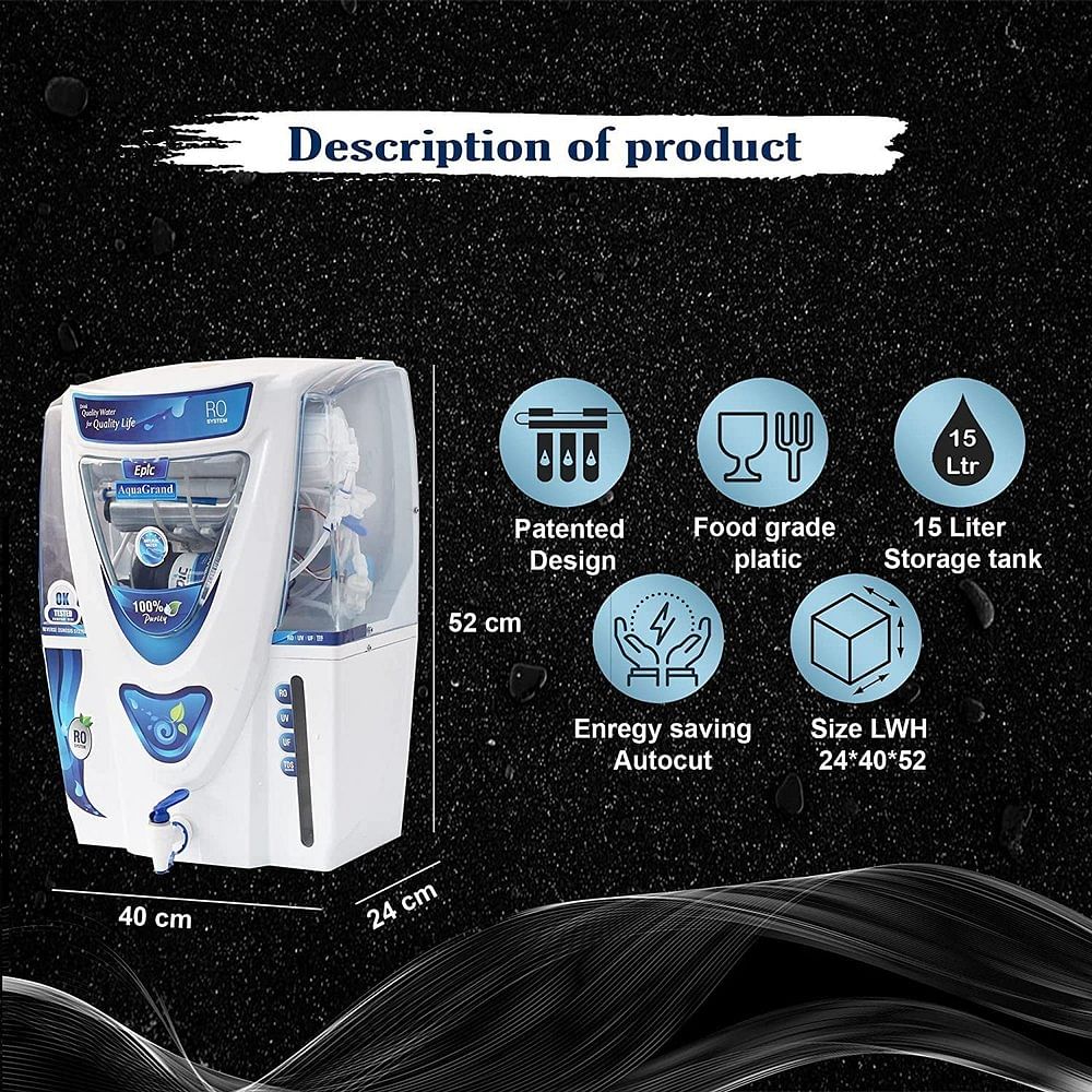 Ro+uv+uf+tds Aqua Epic Ro Water Purifier, For Home, 10 L