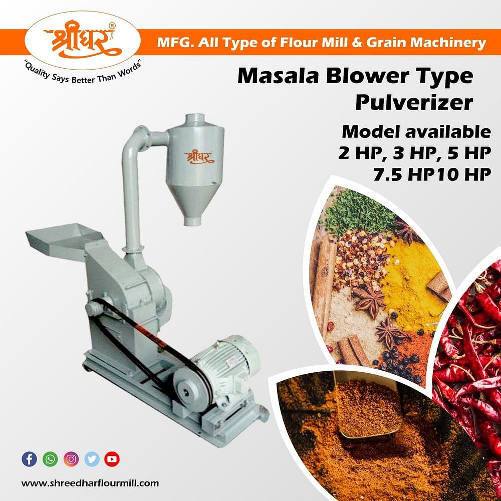 Semi-Automatic 5 HP Masala Pulverizer, Up to 50 kg/hr