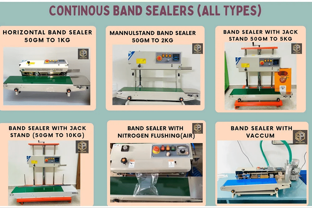 Semi Automatic Continuous Band Sealer, 25 Kg, Horizontal