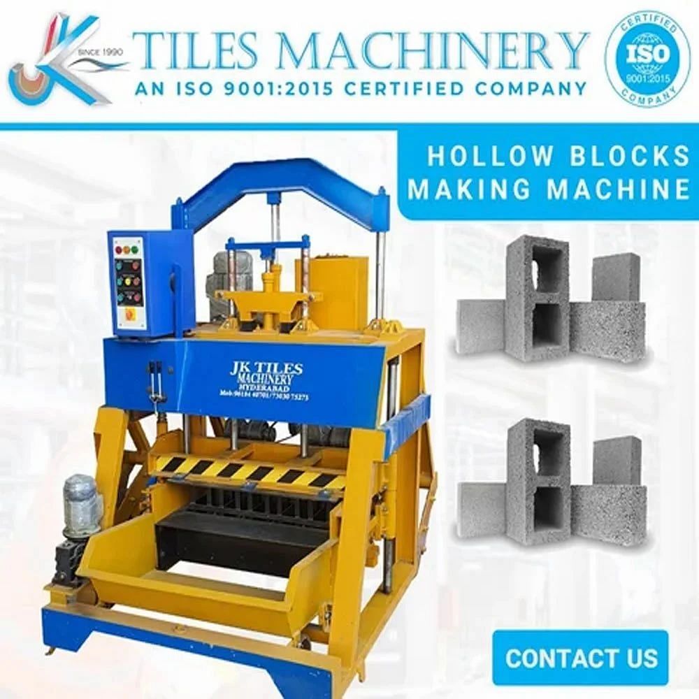 Semi Automatic Hollow Solid Block Making Machine, For Construction