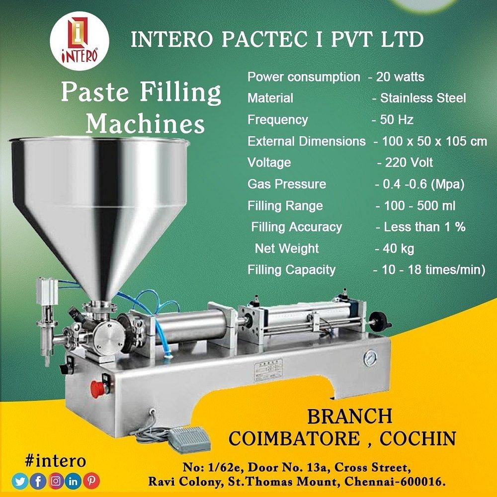 Semi-Automatic Idli Maavu Filling Machine, 50w, Capacity: 10ml-100ml