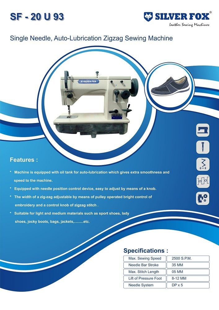 Semi-Automatic Zig Zag Sewing Machine, Model Name/Number: Sf- 20 U 93