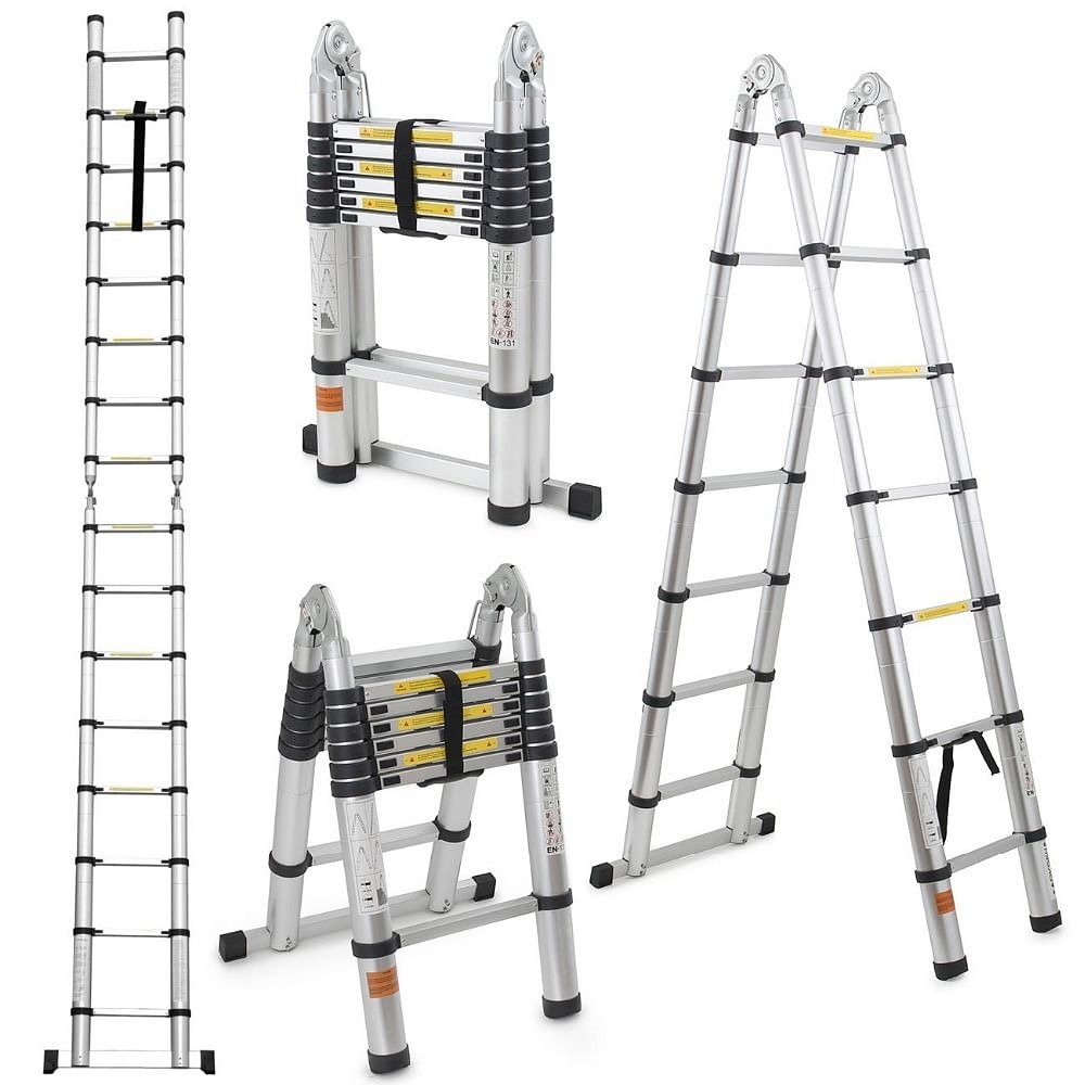 Silver Aluminium Telescopic Ladder, Size: 4.1 M