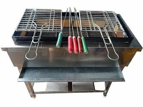 Silver Charcoal KTM Stainless Steel Barbecue Grill, For Hotel, Size: 900x450x850 mm