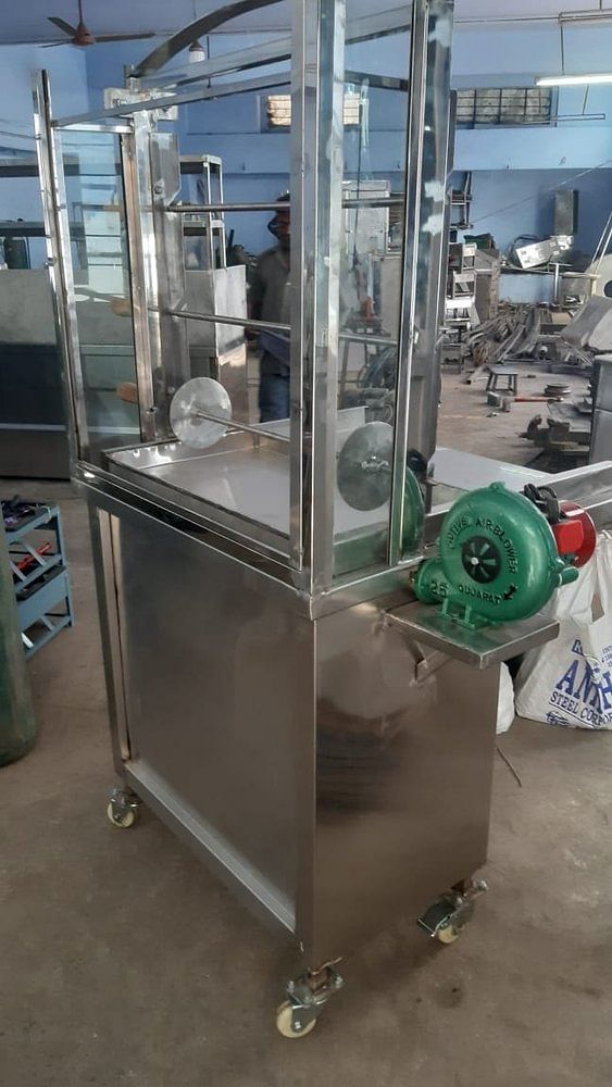 Silver Charcoal Shawarma Machine and grill, For Commercial