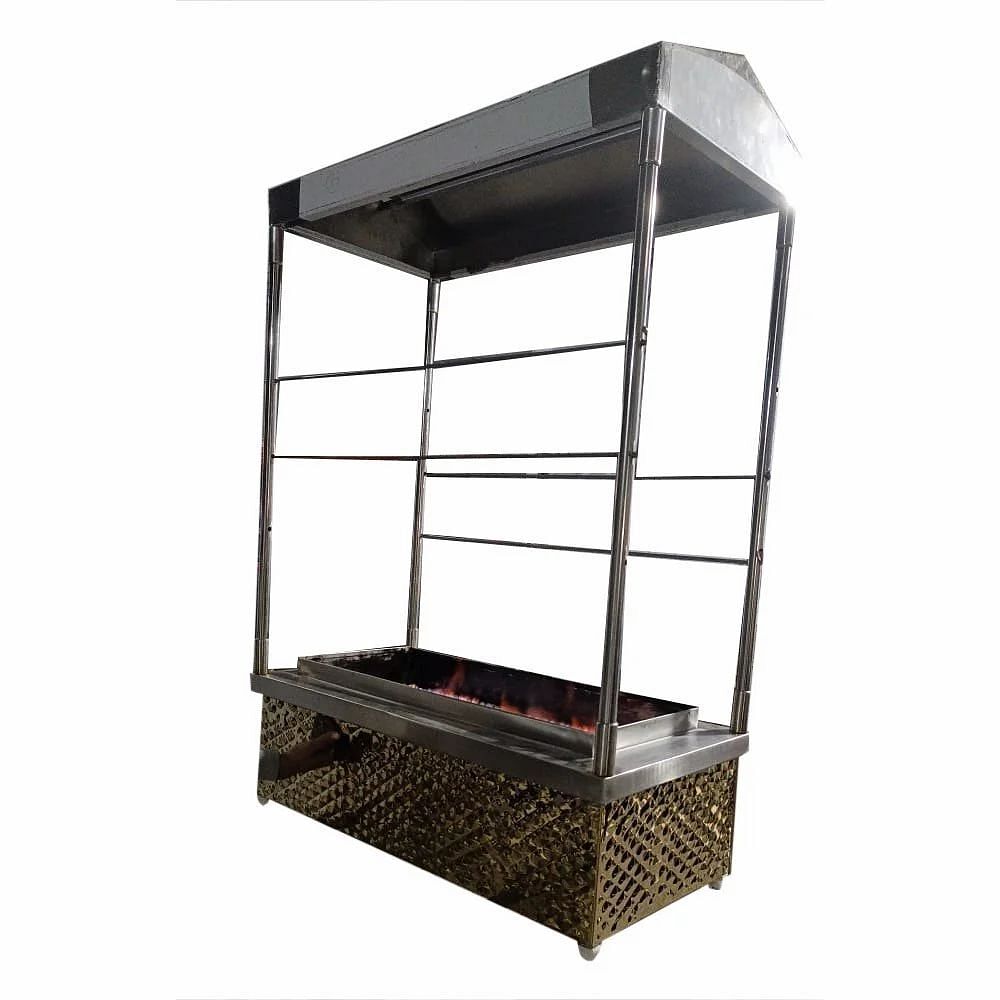 Silver Charcoal Stainless Steel Tabletop Barbeque, For Hotel