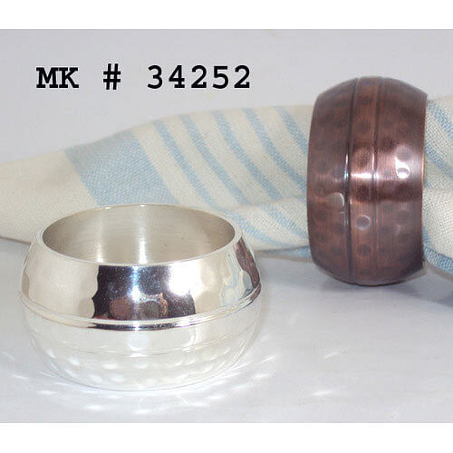 Silver Metal,Copper Hammered Style Napkin Ring, Size: Dia. 1.5""