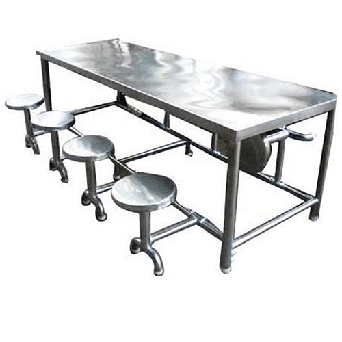 Silver Polished 8 Seater Steel Dining Table, For Restaurant