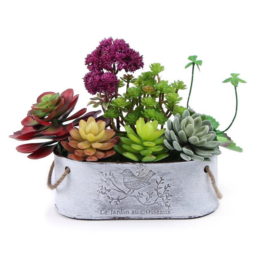 Silver Rectangular Metal Flower Pots For Plants