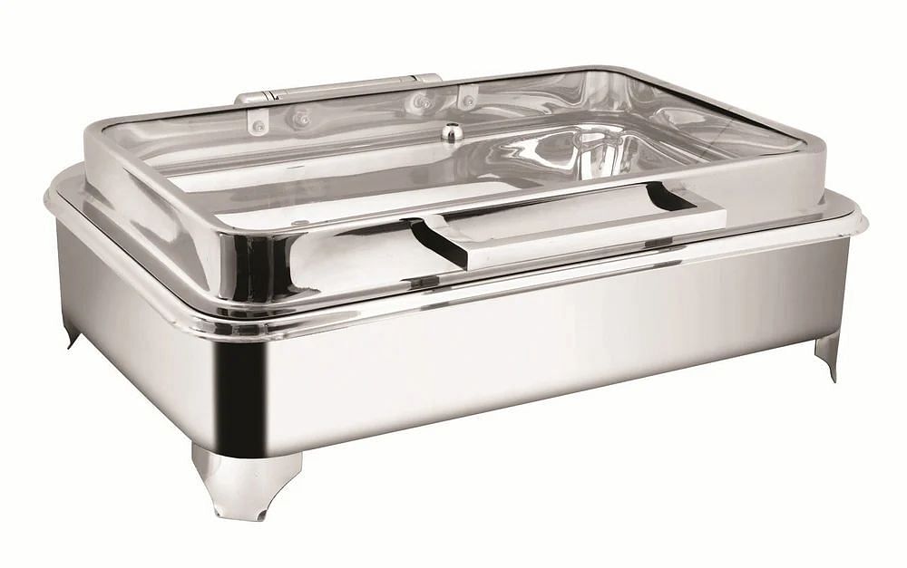 Silver Rectangular Roll Top/ chafing dish, For Commercial, Dimension: Custamized