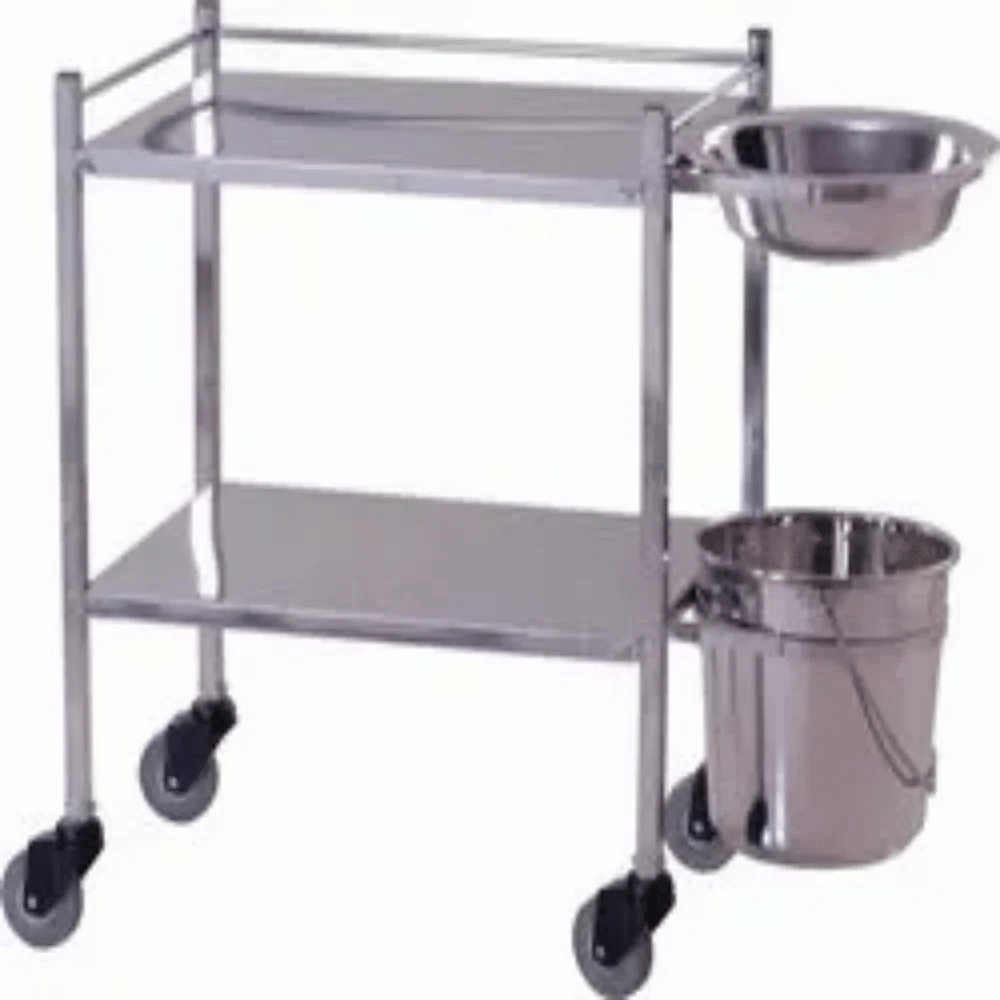 Silver Stainless Steel Hospital Dressing Trolley