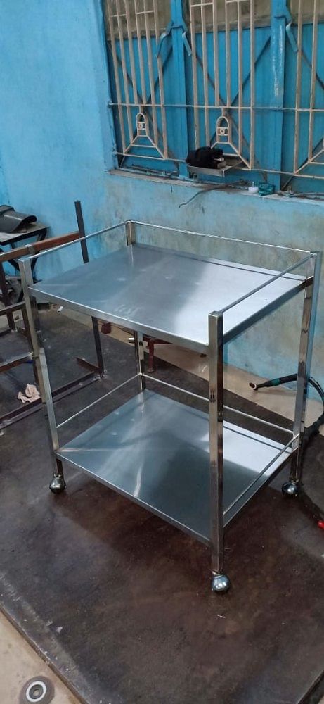 Silver Stainless Steel Hospital Dressing Trolley, For Surgical Equipment Moving, Size: 24"l X 18"w X 30"h