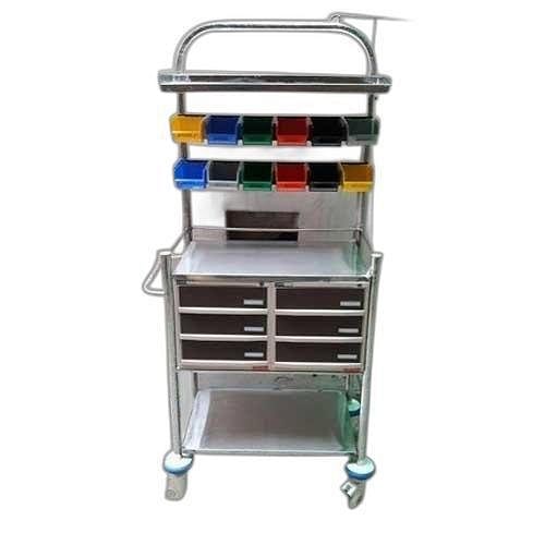 Silver Stainless Steel Hospital Medicine Trolley, For Medecine, Model Name/Number: Tm168