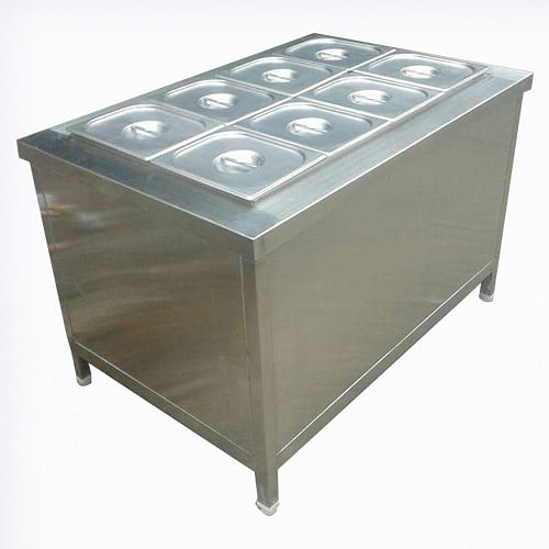 Silver Stainless Steel Hot Food Display Counter