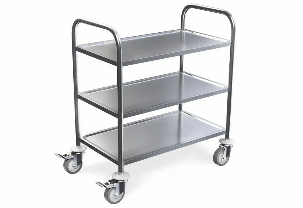 Silver Stainless Steel SS Serving Trolley