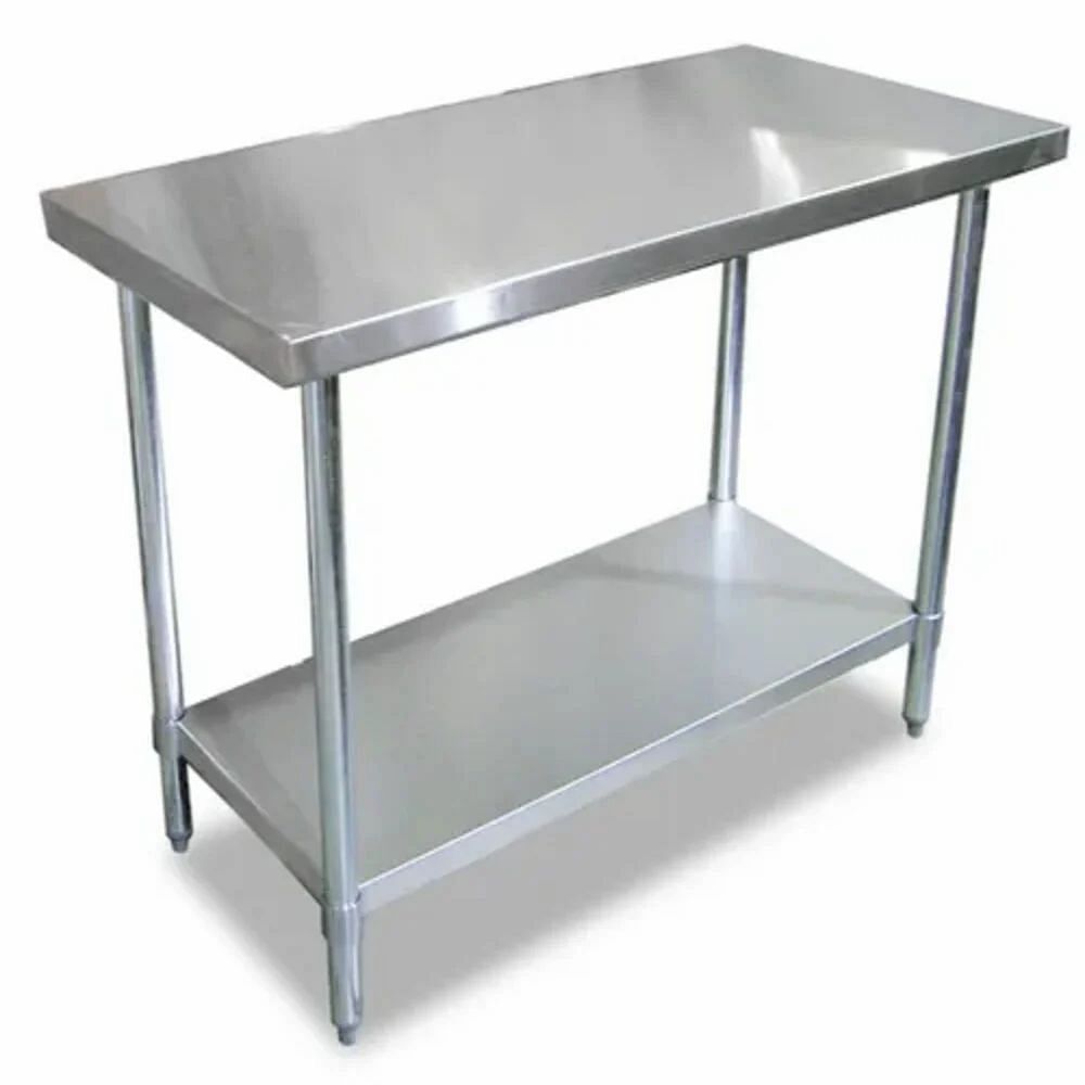 Silver Stainless Steel Work Table With Undershelf