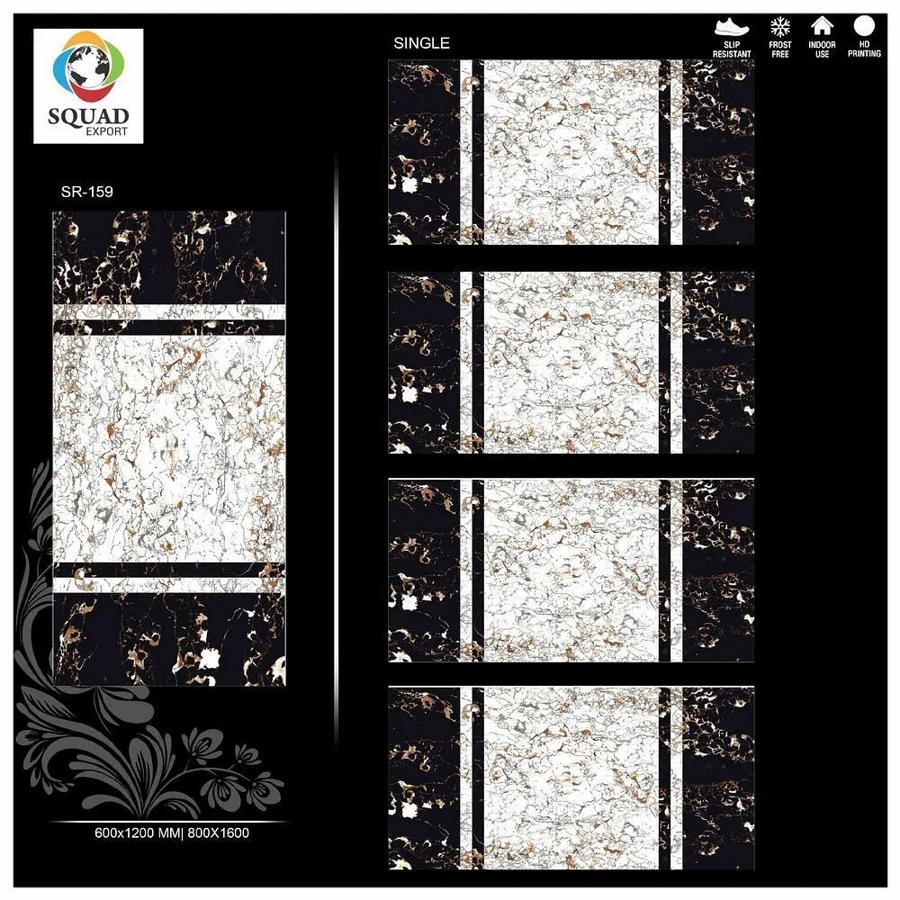 Squad Digital Printing Unique Design Porcelain Vitrified Floor Tiles, Thickness: 5-10 Mm, Size: 60 * 120 In Cm