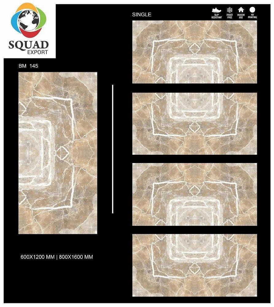 SQUAD Material: vitrified Export Book-match Porcelain Floor Tiles, Polished, 600x1200mm