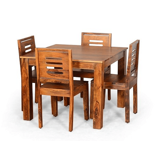 Square Wooden Dining Table Set 4 Seater