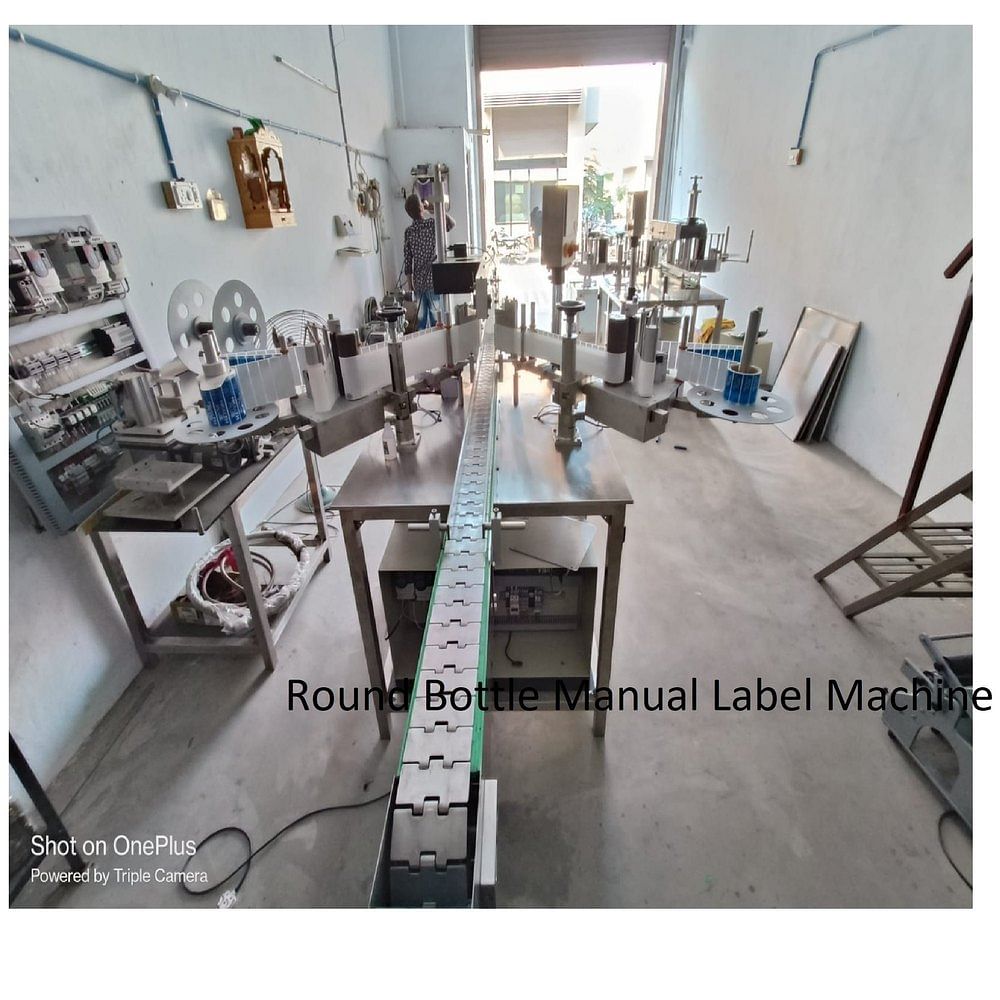 SS 304 Round Bottle Manual Label Machine