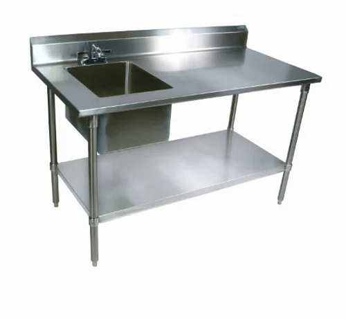 SS.Work Table with Sink & 2 U/s & Ohs & Radiation Reflector