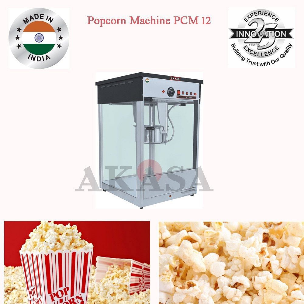 Stainless Steel Akasa Indian Electric Popcorn Machine 300gmw, 300.0 grams per batch