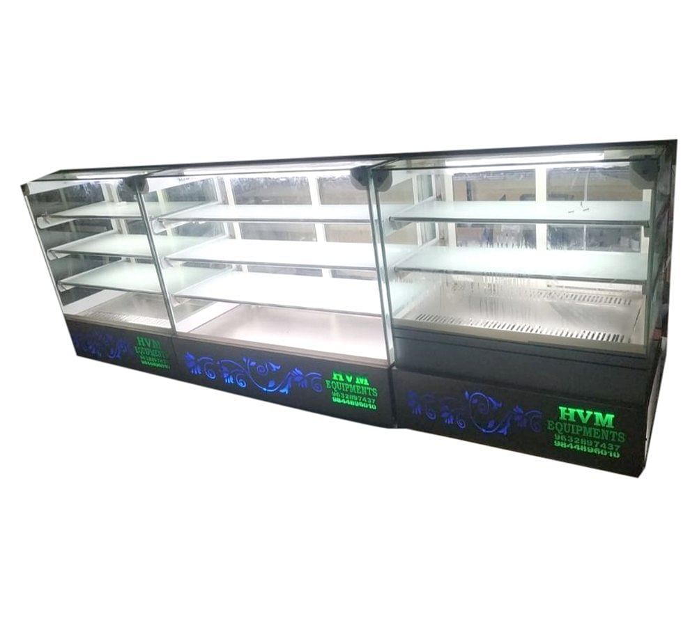 Stainless Steel and Glass Cake Display Counter, For Bakery