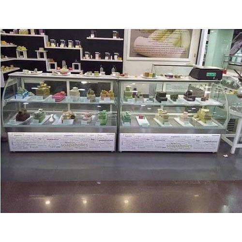 Stainless Steel and Glass Rectangular Sweet Cake Display Counter