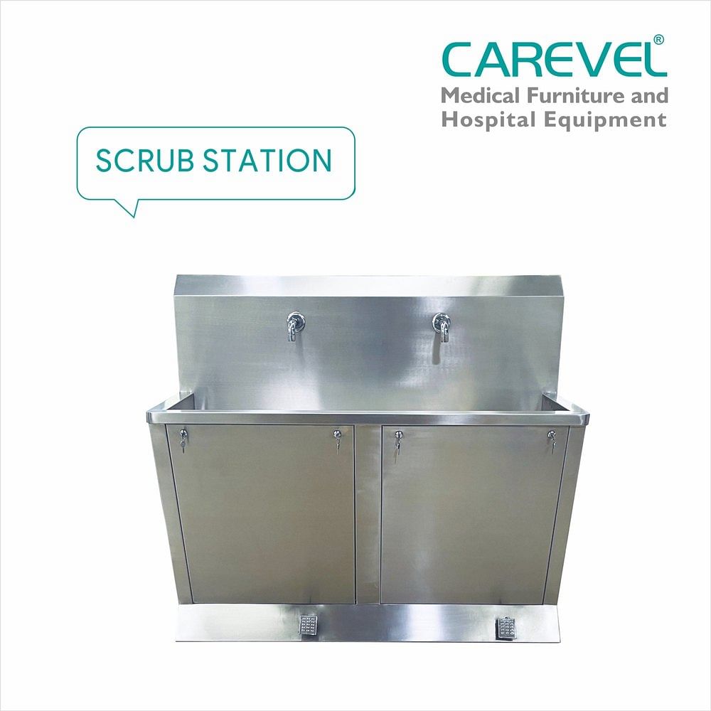 Stainless Steel Carevel C 5605 Scrub Station, Size: 145 Lx 54 W X 84 H cm, Manual