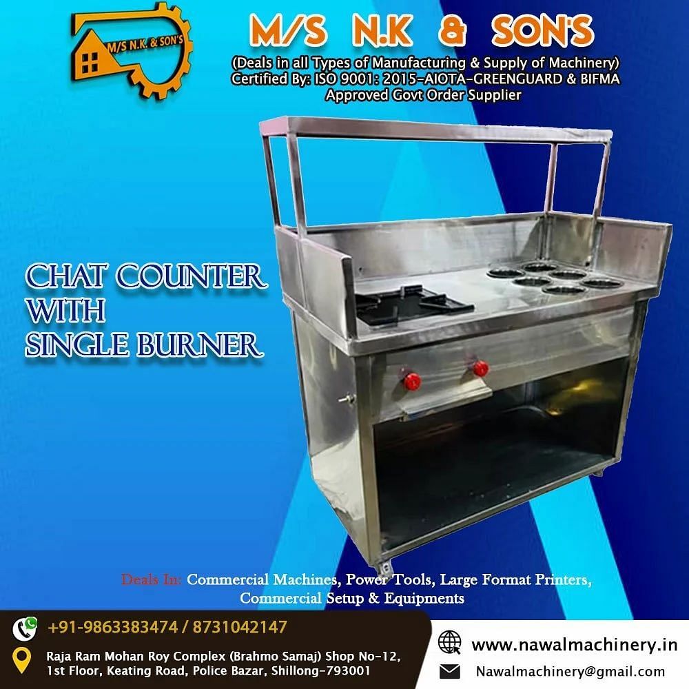 Stainless Steel Chat Counter with Single Burner