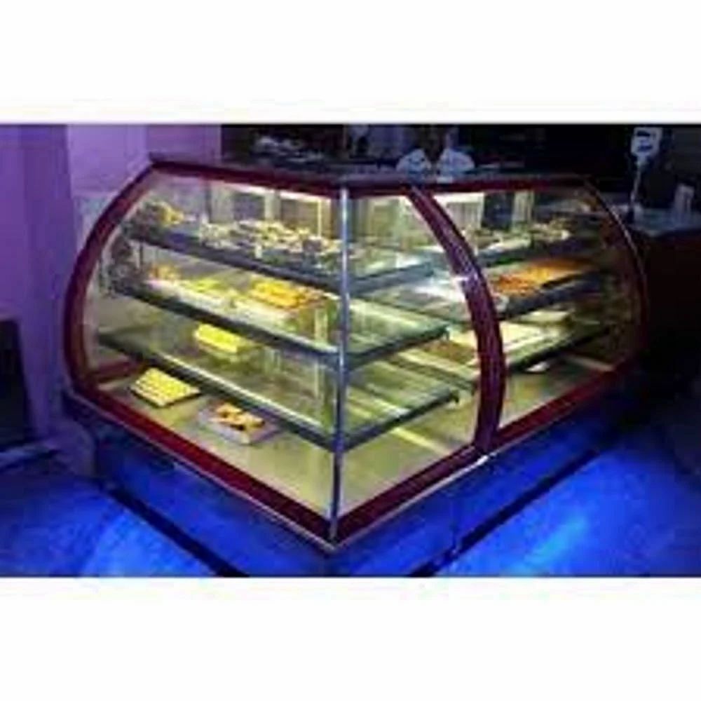 Stainless Steel Commercial Curved Glass Sweet Display Counter