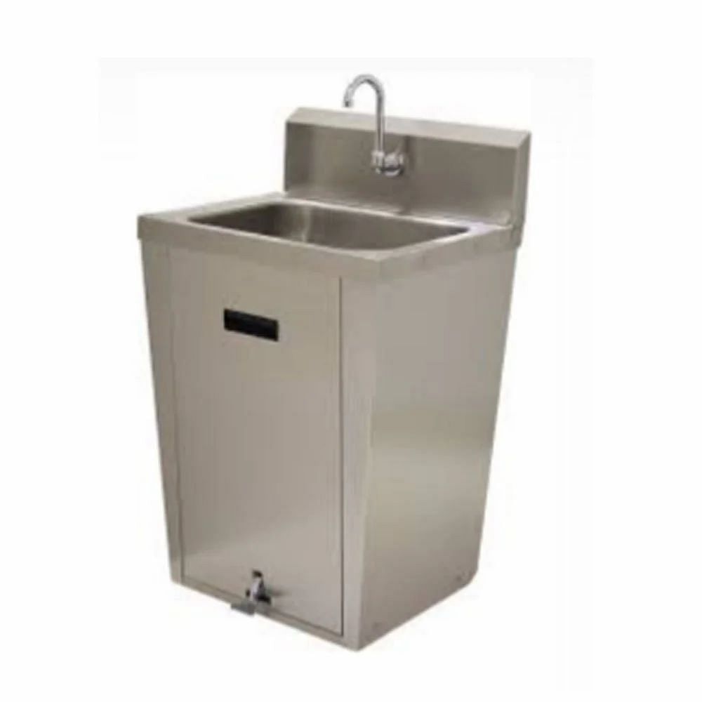 Stainless Steel Floor Mounted Foot Operated Handwash Sink, Wash Basin Type: Table Top Basin