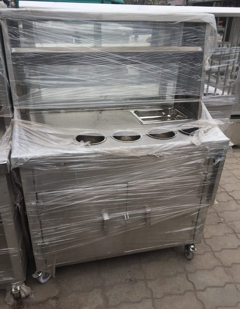 Stainless Steel Golgappa Display Counter, For Street Food Stall