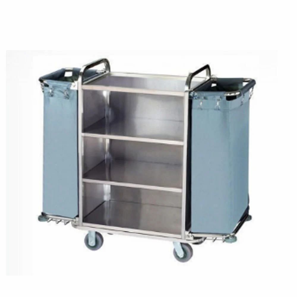 Stainless Steel Gray House Keeping Trolley, For Industries