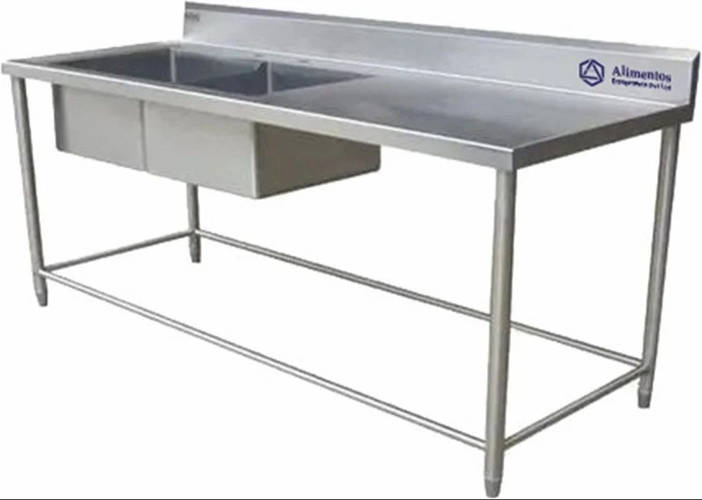 Stainless Steel Kitchen Table With Sink, Number Of Sinks: Single Bowl