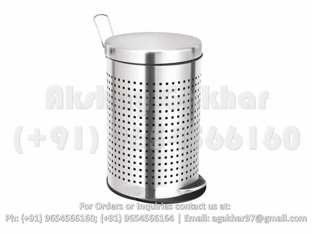 Stainless Steel Perforated Pedal Dustbin, For Office