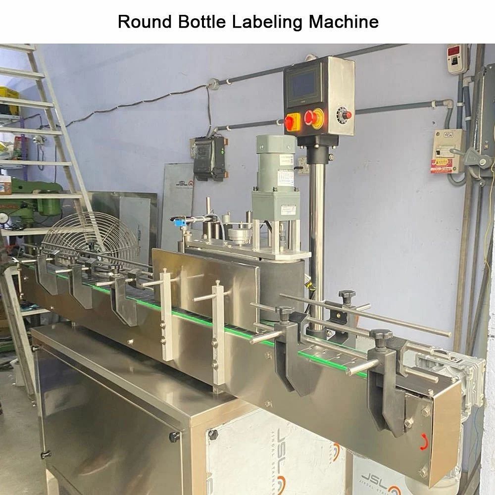 Stainless Steel Round Bottle Labeling Machine, Capacity: 60 BPH